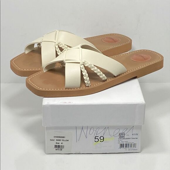 Chloe Sand Yellow Criss Cross braided sandals size 41 - Picture 8 of 9